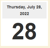 Thursday, July 28, 2022